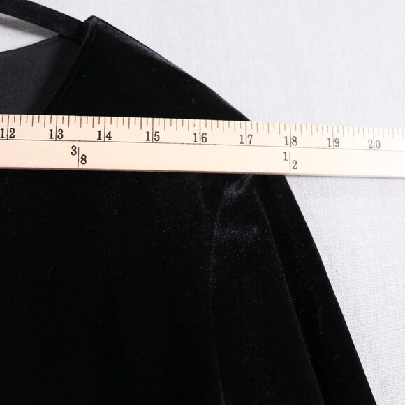 Lands End Black Velvet Skater Dress Womens XL Petite 3/4 Sleeve Fit Flare - Picture 14 of 16
